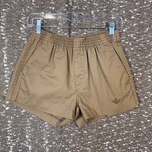 Vintage 80's Adidas Trefoil Logo Brown Canvas Shorts Men's Medium Made in USA